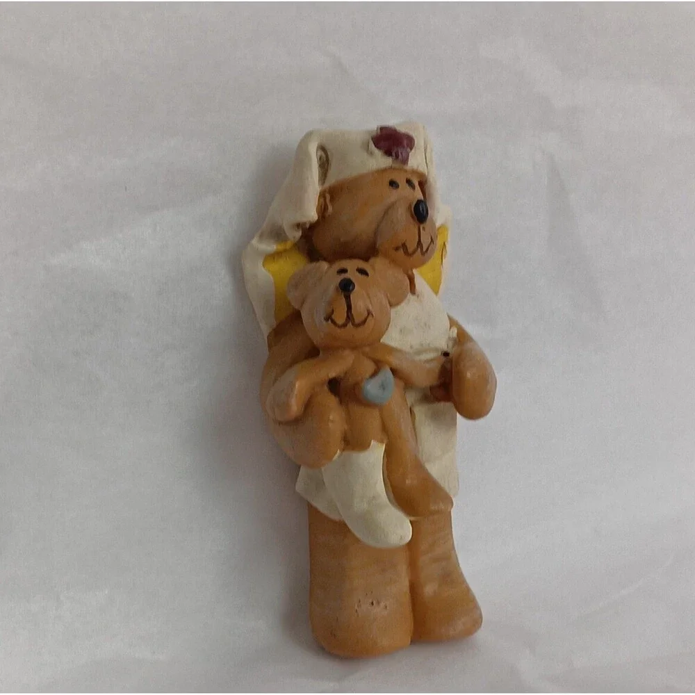 Hand Made Collectible Resin Teddy Bear Dimensional  Brooch Lot Of 3 Vintage 80s